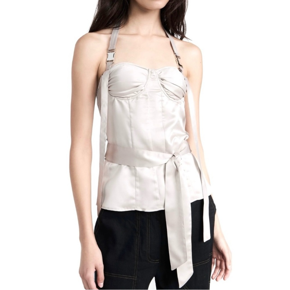 NEW ROKH BEIGE BUSTIER HALTER TOP